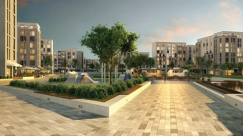 Community center and green spaces at Alreeman in Al Shamkha, Abu Dhabi offering lifestyle amenities